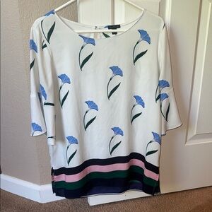 Ann Taylor Cream 3/4 Sleeve Relaxed Blouse